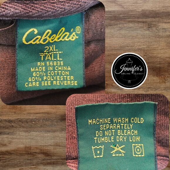 Cabela's Men's Brown Front Pocket Hooded Pullover Sweatshirt Size 2XLT - Picture 8 of 10